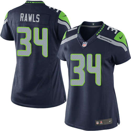 Women's Elite Thomas Rawls Nike Jersey Navy Blue Home - #34 NFL Seattle Seahawks